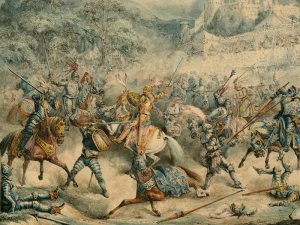 Yorkist and Lancastrians jousting