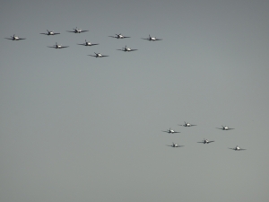 15 Spitfires in formation at Duxford