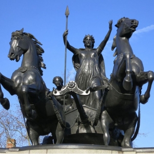 Boudica Statue by Thames in London - click to enlarge Boudica Statue by Thames in London